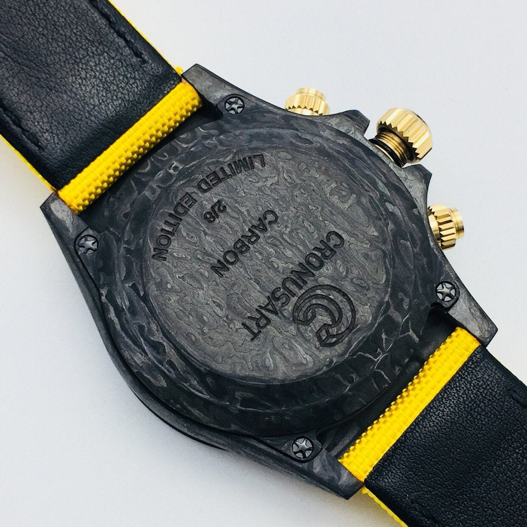 DAYTONA 40MM CUSTOM CARBON FILBER CREAM DIAL YELLOW TEXTILE