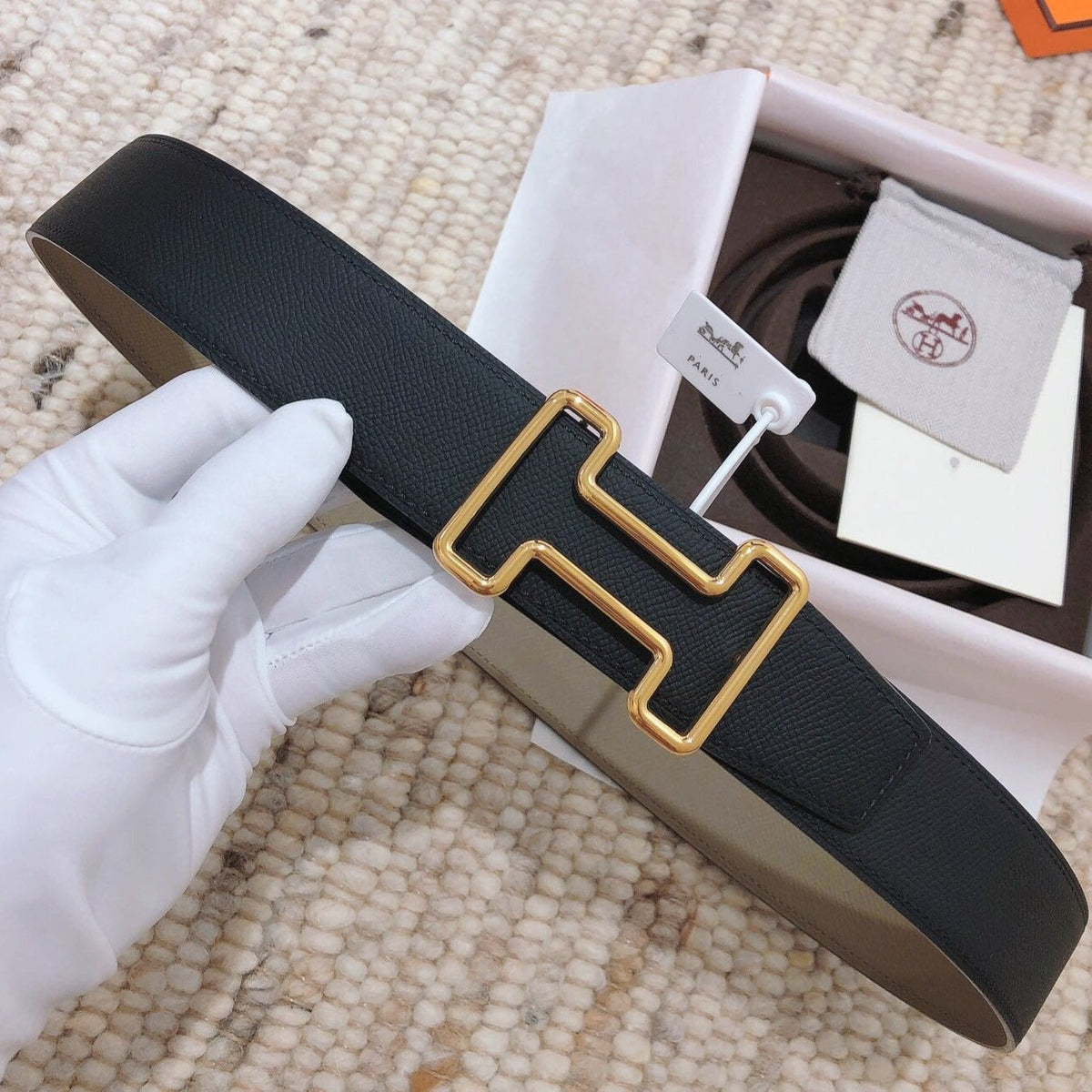 H TONIGHT BELT 38MM BLACK GREEN GREY LEATHER