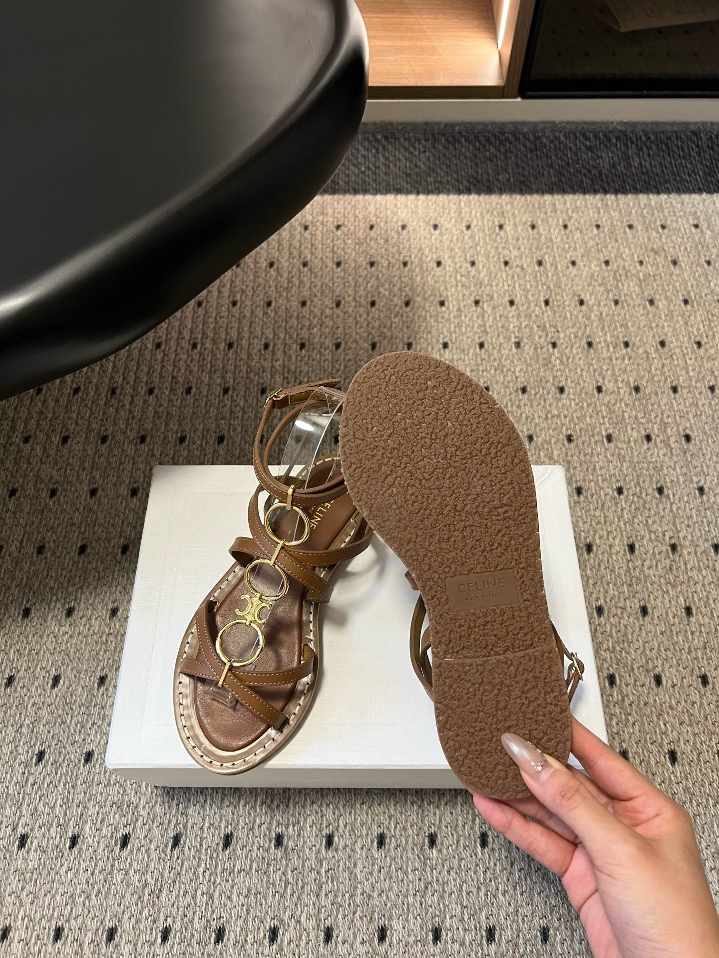 Celine 26ss Lympia Strappy Sandals Calfskin Leather