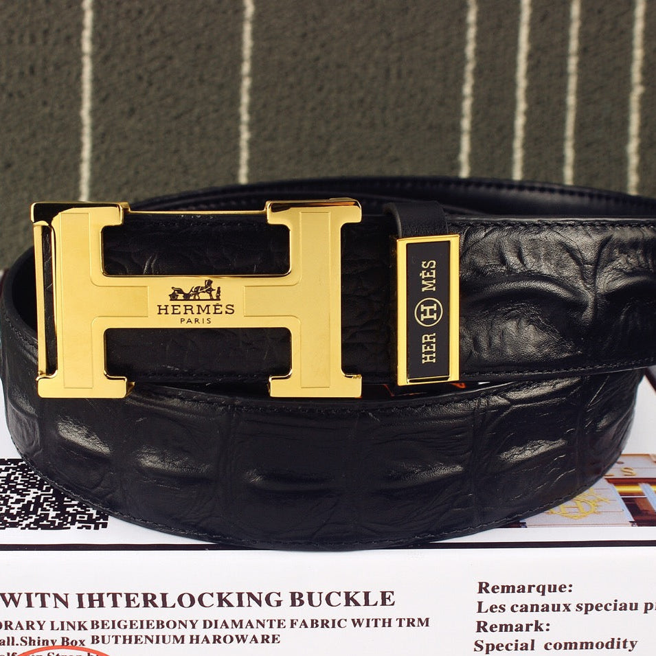 HM Original Belt 38mm Black Epsom Gold Buckle 620266