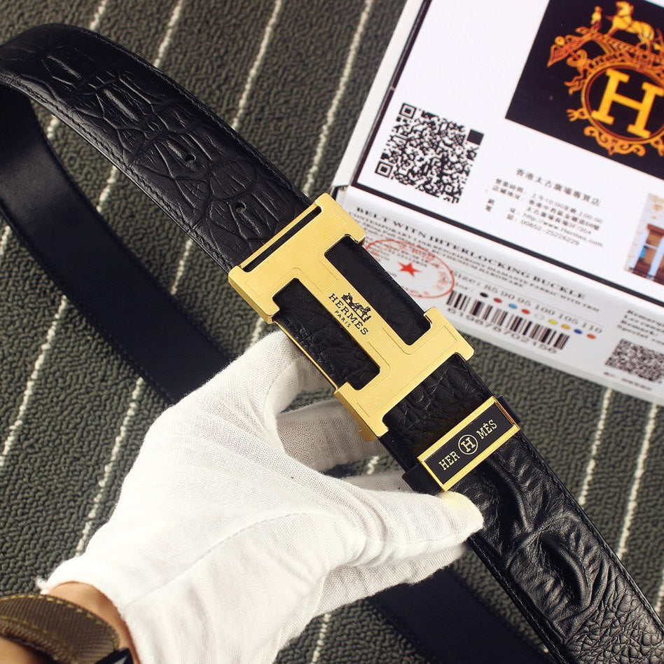 HM Original Belt 38mm Black Epsom Gold Buckle 620266