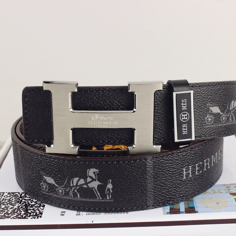 HM Constance Belt 38mm Black Cowhide Sliver Buckle 620194