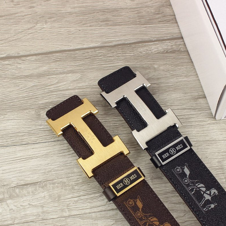 HM Constance Belt 38mm Black Cowhide Sliver Buckle 620194