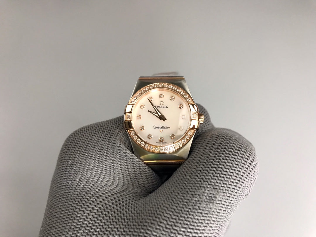 Omega Constellation 27mm Diamond Silver Pink Gold