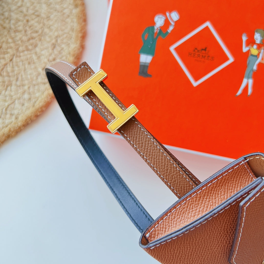 focus belt 13mm with kelly pocket brown epsom gold buckle