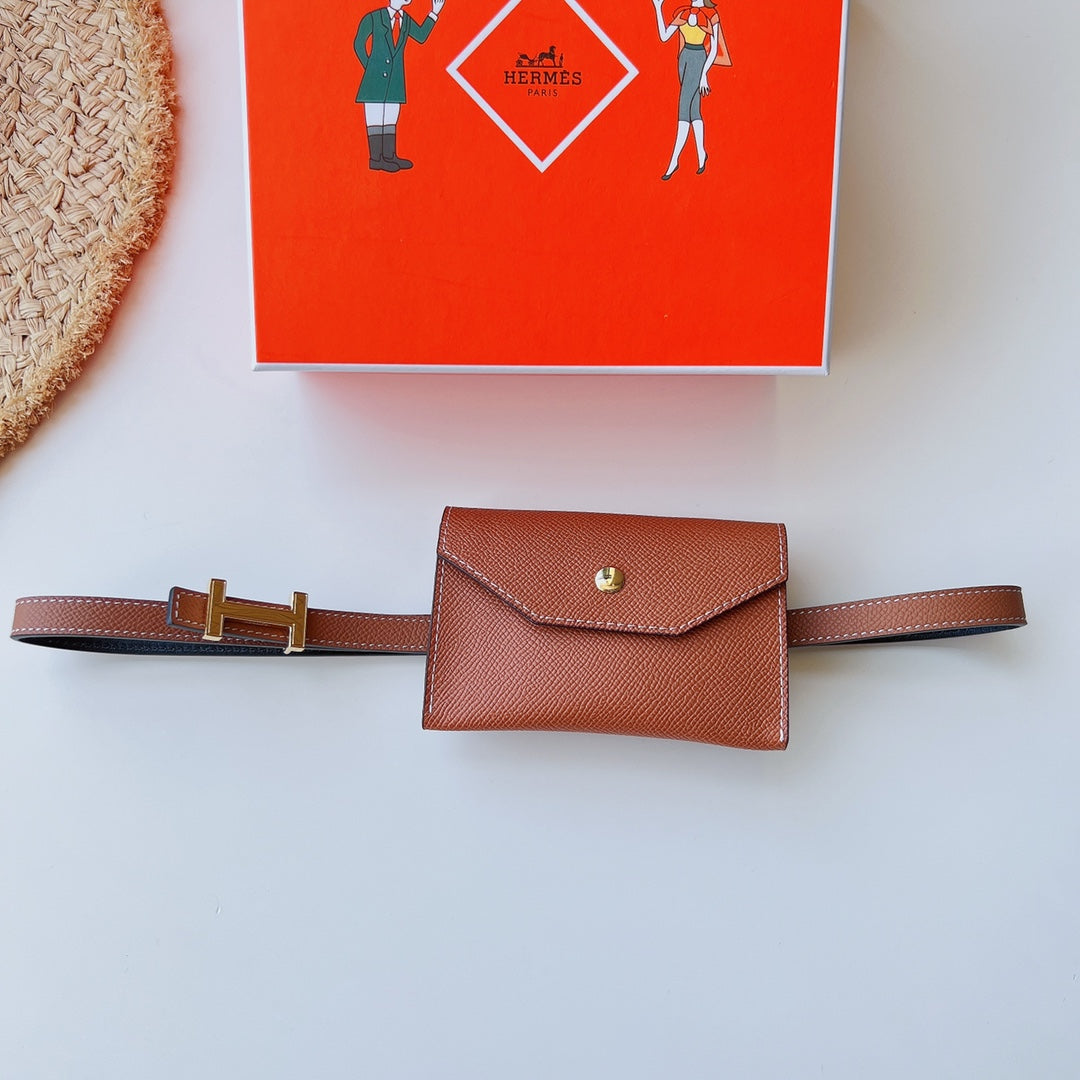 focus belt 13mm with kelly pocket brown epsom gold buckle