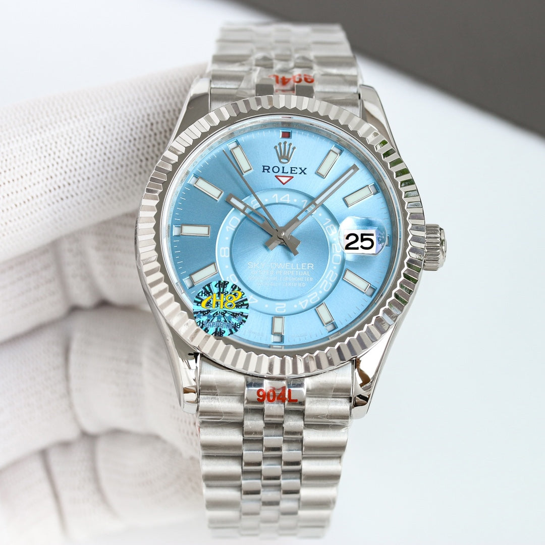 Rolex Sky-Dweller 42mm Silver Blue Green Dial