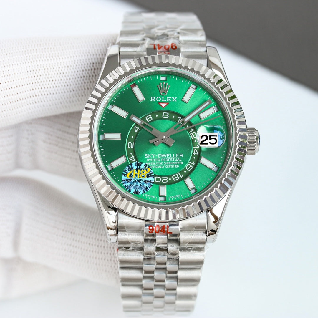 Rolex Sky-Dweller 42mm Silver Blue Green Dial