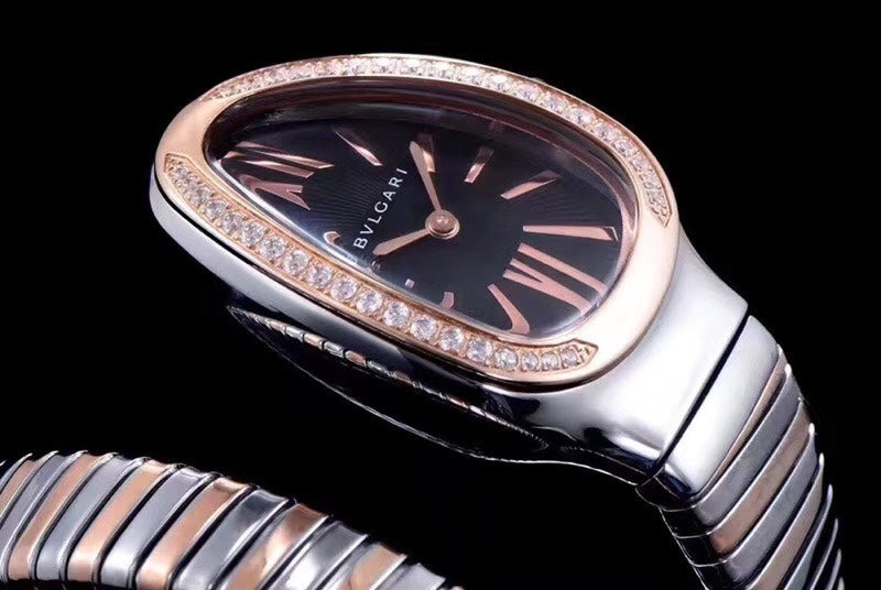 SERPENTI TUBOGAS 35MM PINK GOLD SILVER DIAMOND BEZEL
