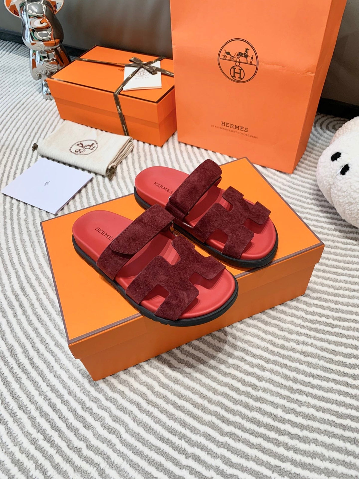 HM Chypre Sandal Burgundy Mix Red Rose Suede 963238
