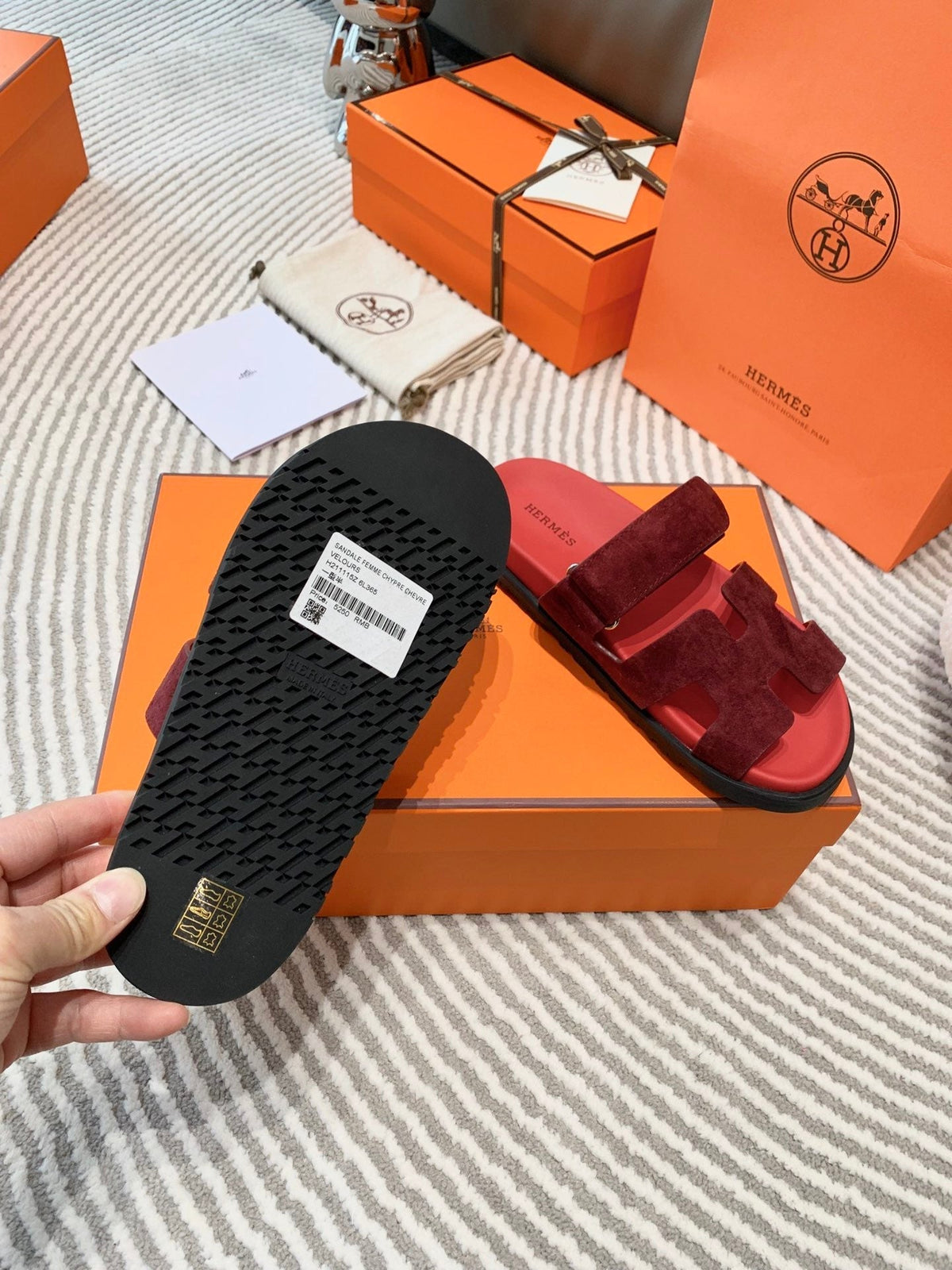HM Chypre Sandal Burgundy Mix Red Rose Suede 963238