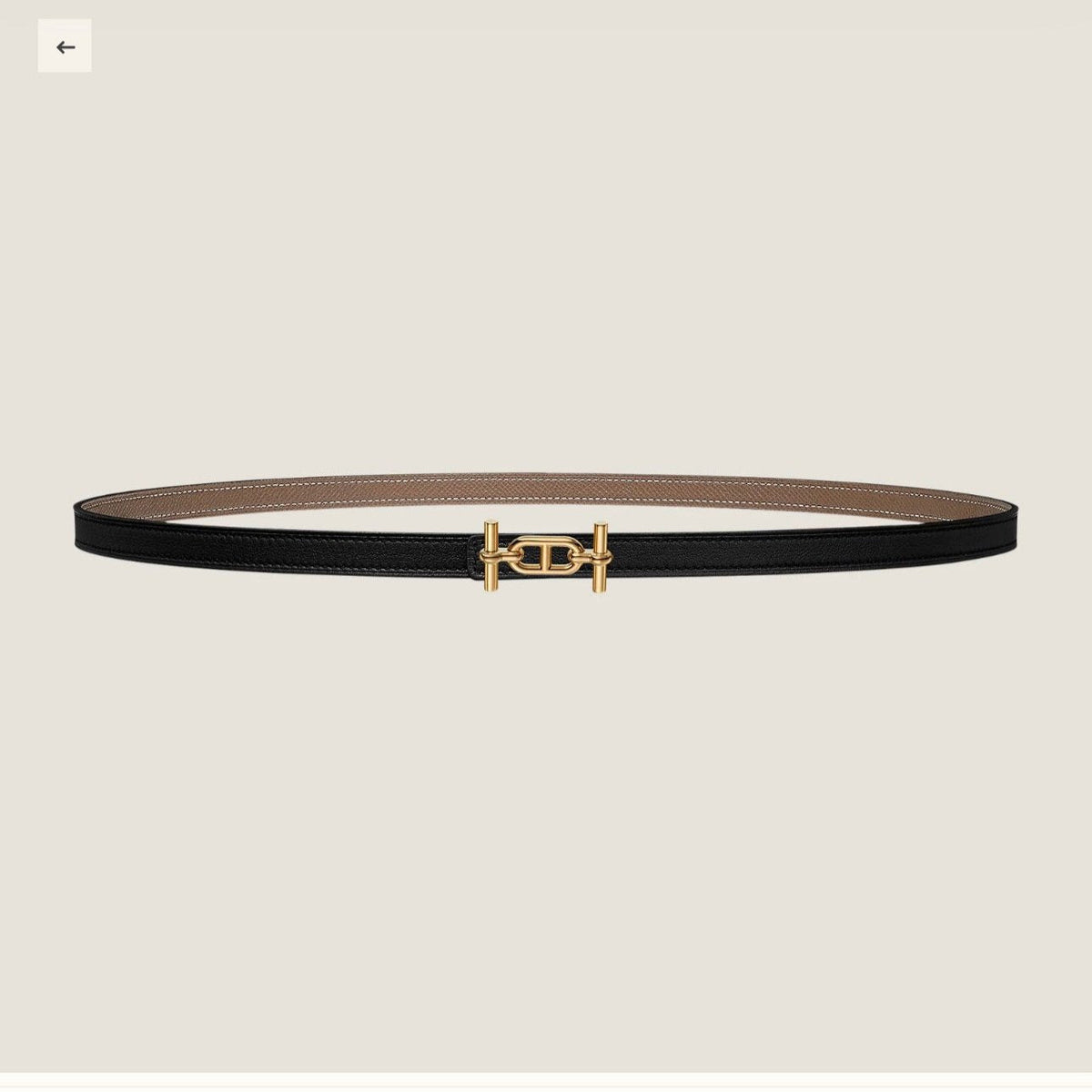 HM ANCRE BUCKLE & REVERSIBLE BLACK AND KHAKI BROWN LEATHER STRAP 13MM GOLD HARDWARE