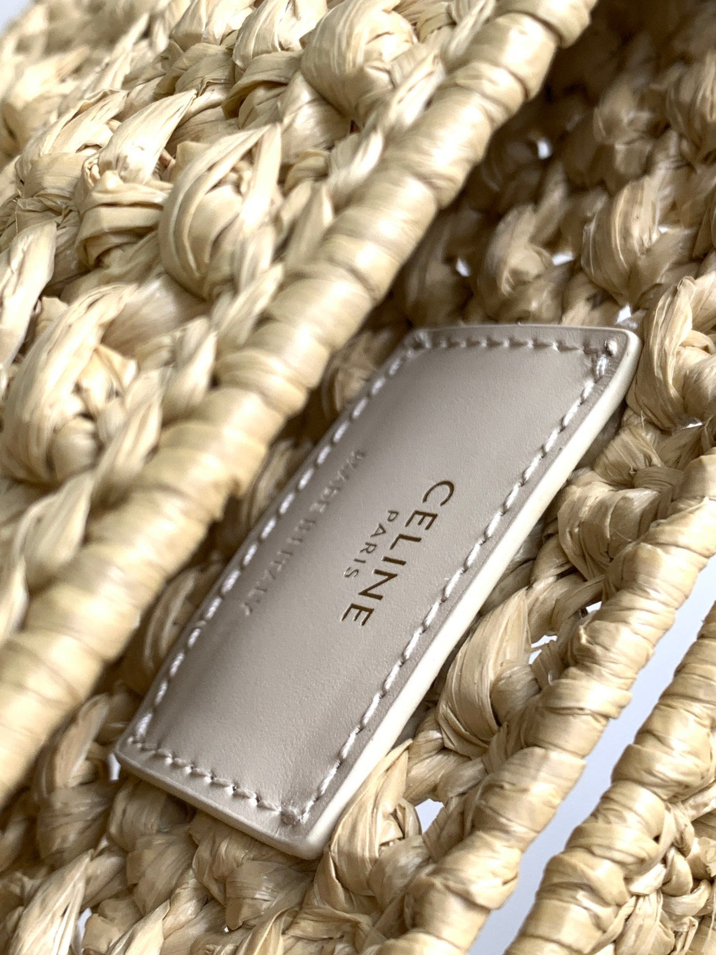Celine Triomphe 20cm Light Beige Raffia Gold Hardware