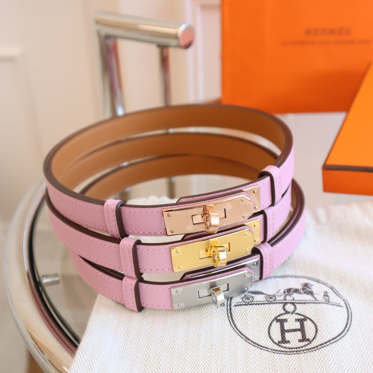 hm kelly belt 18mm pink epsom leather