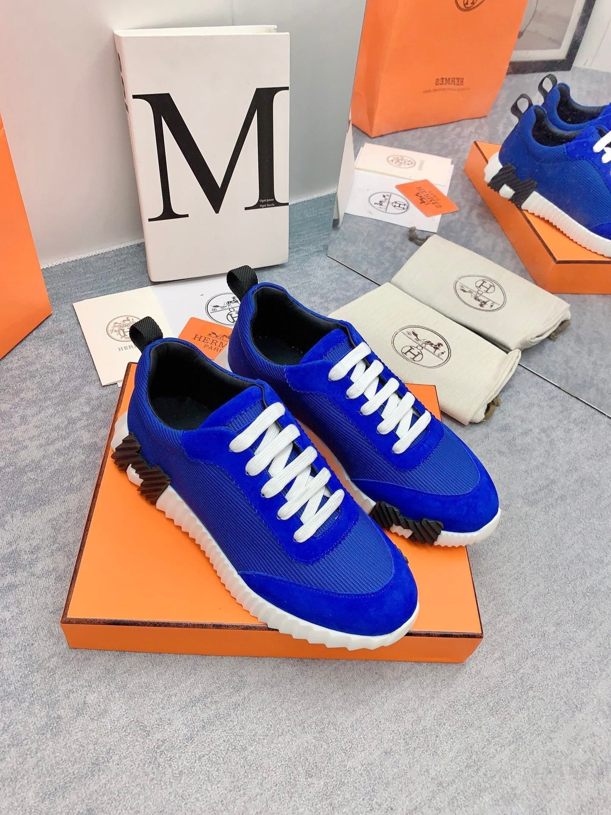 HM Bouncing Sneaker In Blue Mesh Fabric 106457