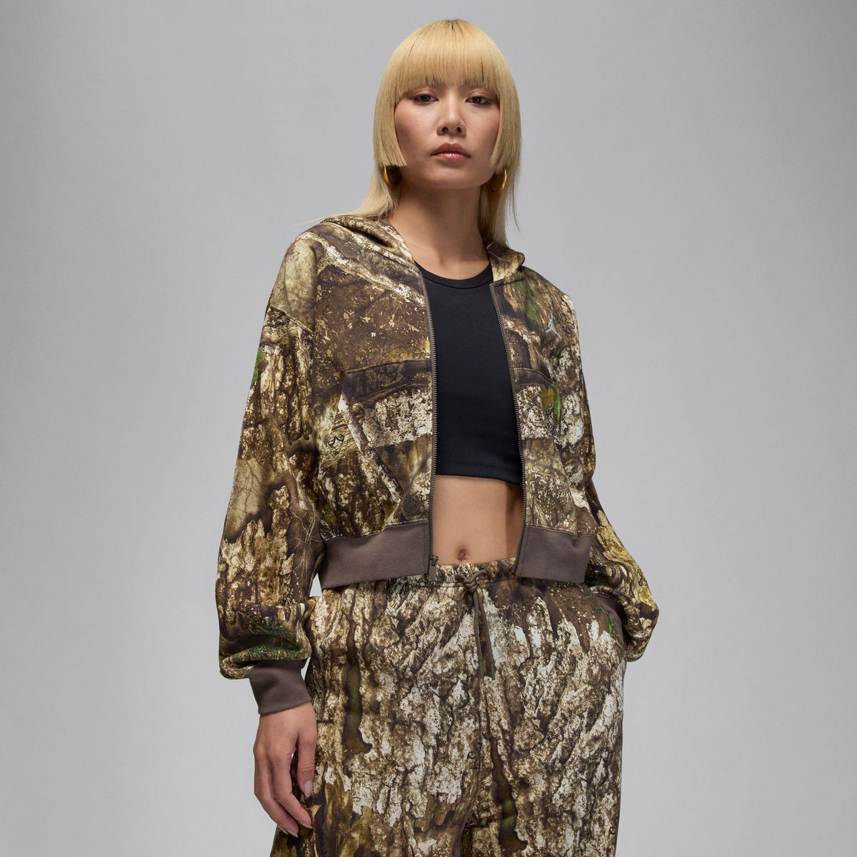 Women's Jordan Brooklyn Fleece Realtree Mod Crop Full-Zip Hoodie - Sail/Sail