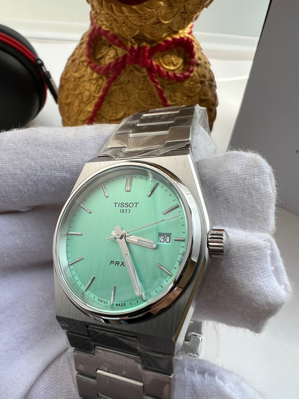 tisso prx 40mm quartz stainless steel tiffany blue dial