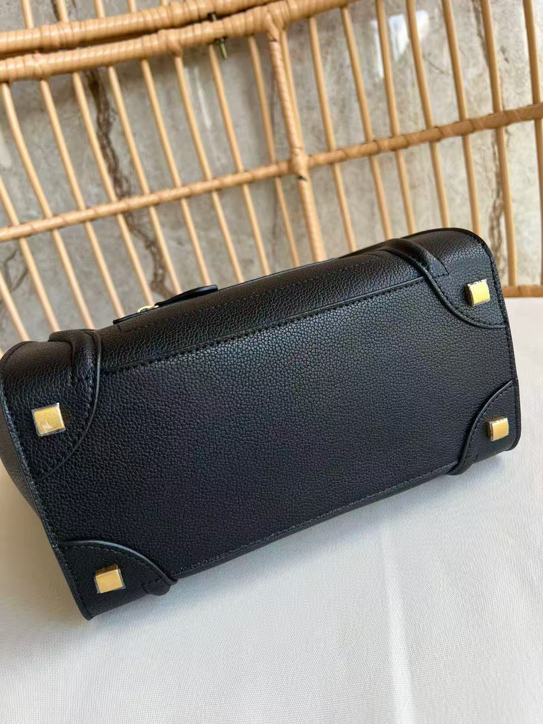 Celine Micro Luggage Tote Bag Black Grain Leather