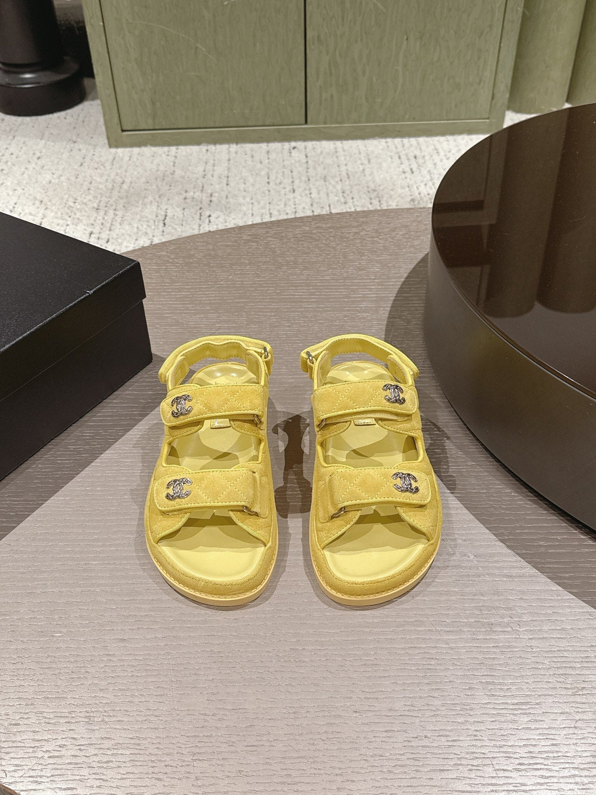 Chanel 2026 Velcro Beach Sandals Suede Leather 762931