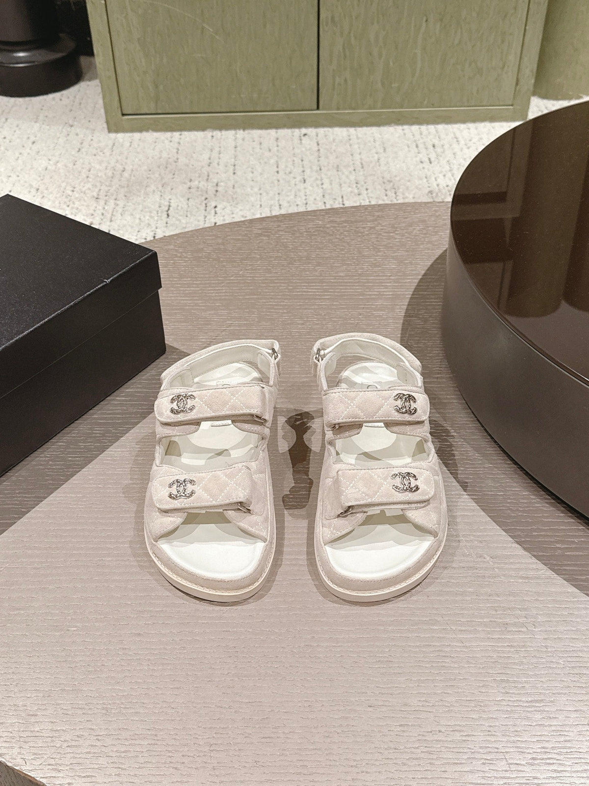 Chanel 2026 Velcro Beach Sandals Suede Leather 762931