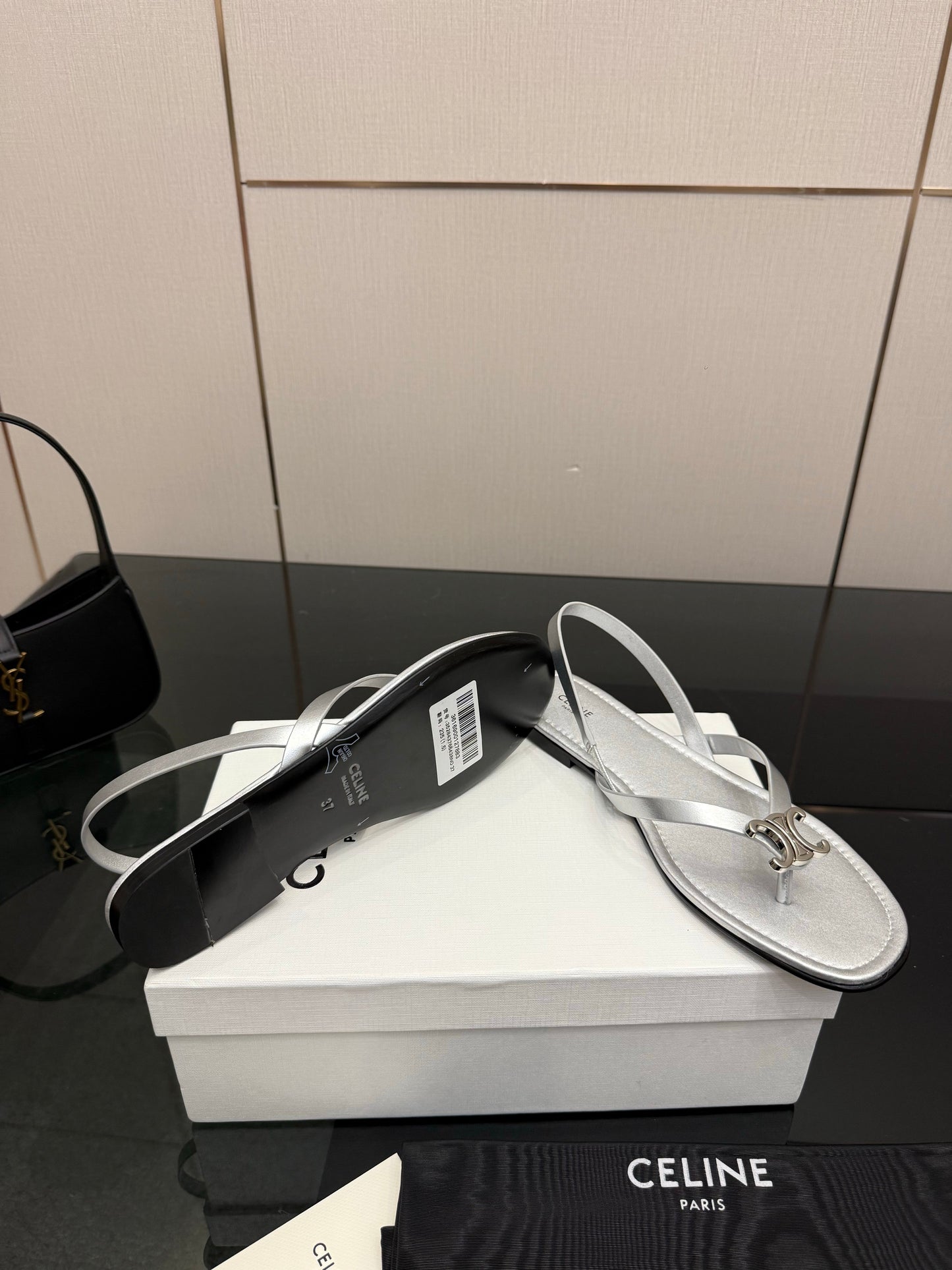 Celine Biki Sandal Sliver Calfskin 725674