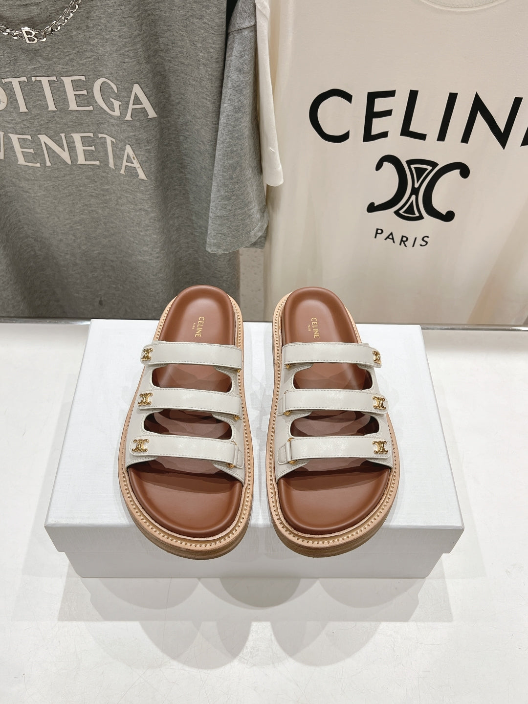 CELINE Dad Sandal Mule White Cowhide 236752