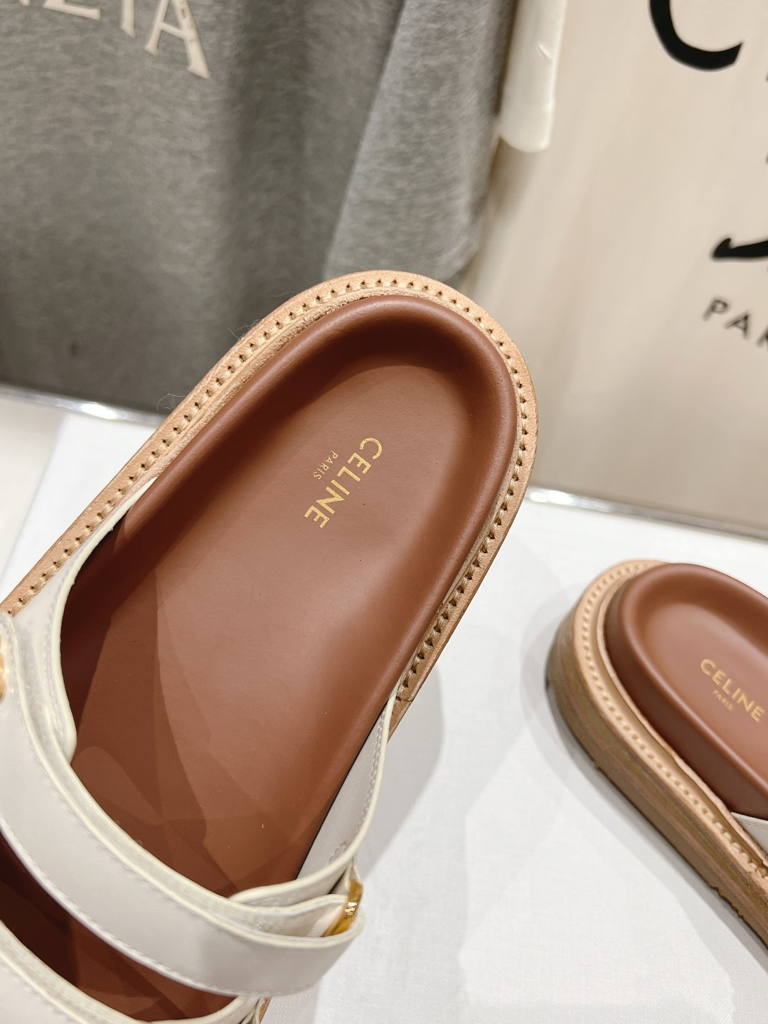CELINE Dad Sandal Mule White Cowhide 236752