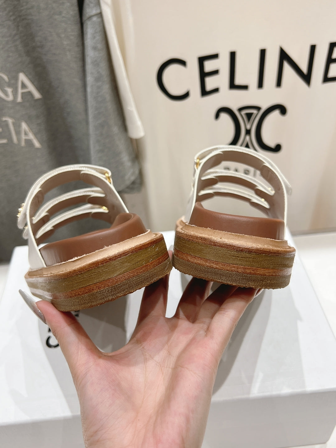 CELINE Dad Sandal Mule White Cowhide 236752