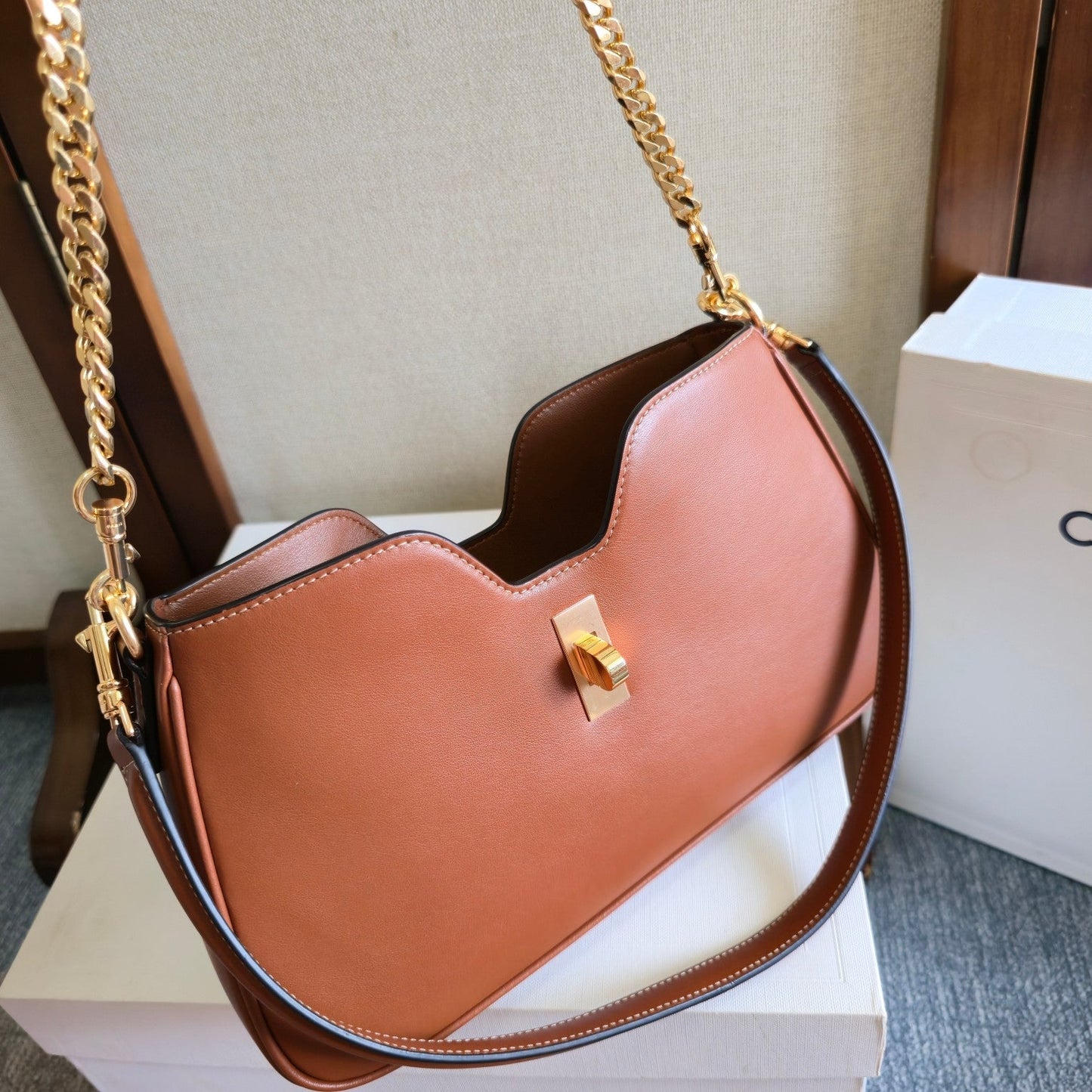 Celine Camille 16 Soft Shoulder Bag Smooth Brown Calfskin