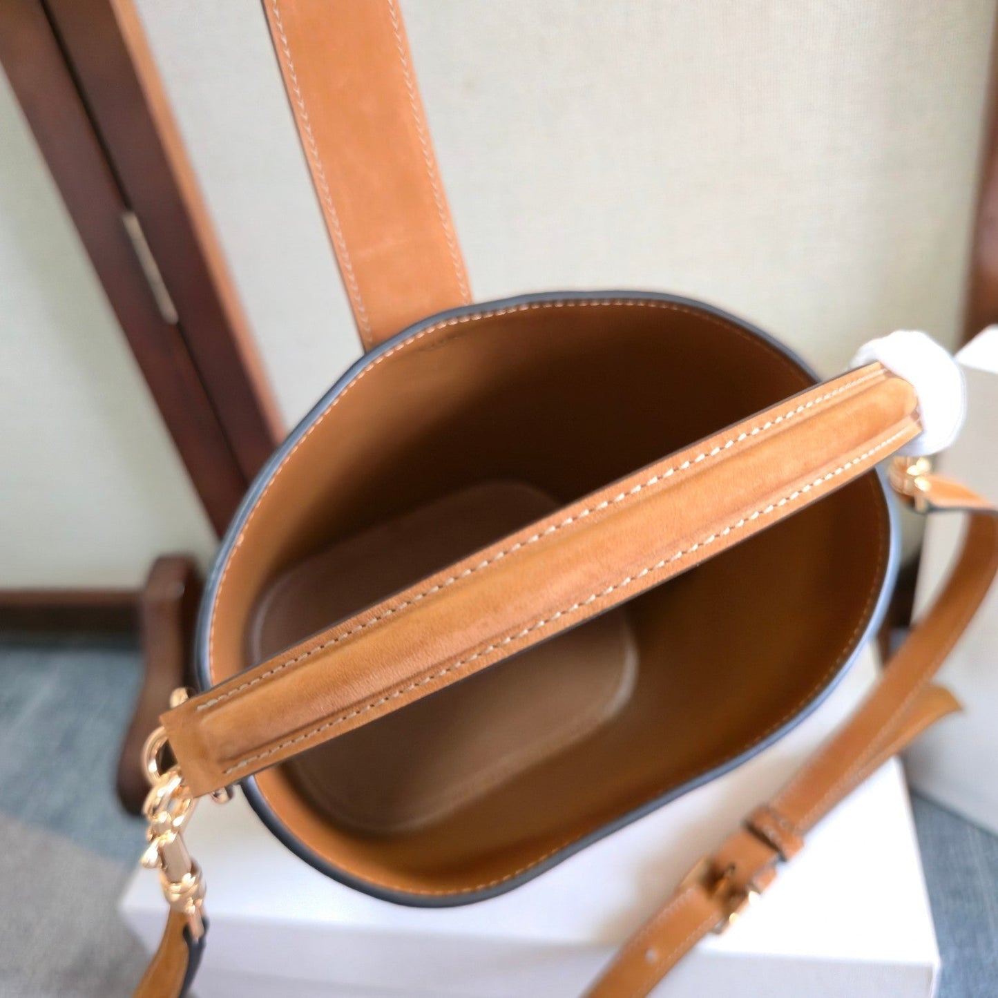 Celine Medium Bucket Louise Bag Camel Suede