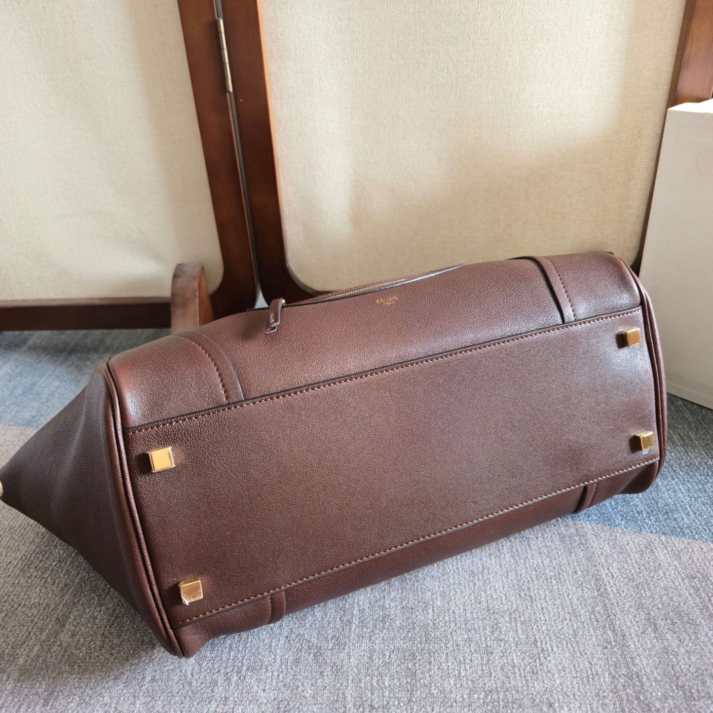 Celine 2026 Small Luggage Brown Shiny Lambskin