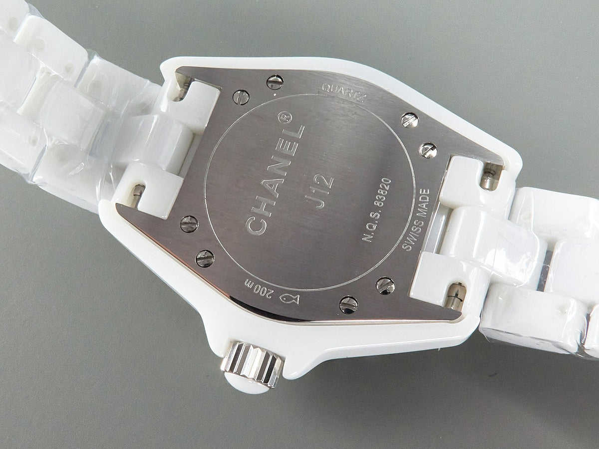 J12 Date Quartz White Ceramic Diamond Numerals White Dial