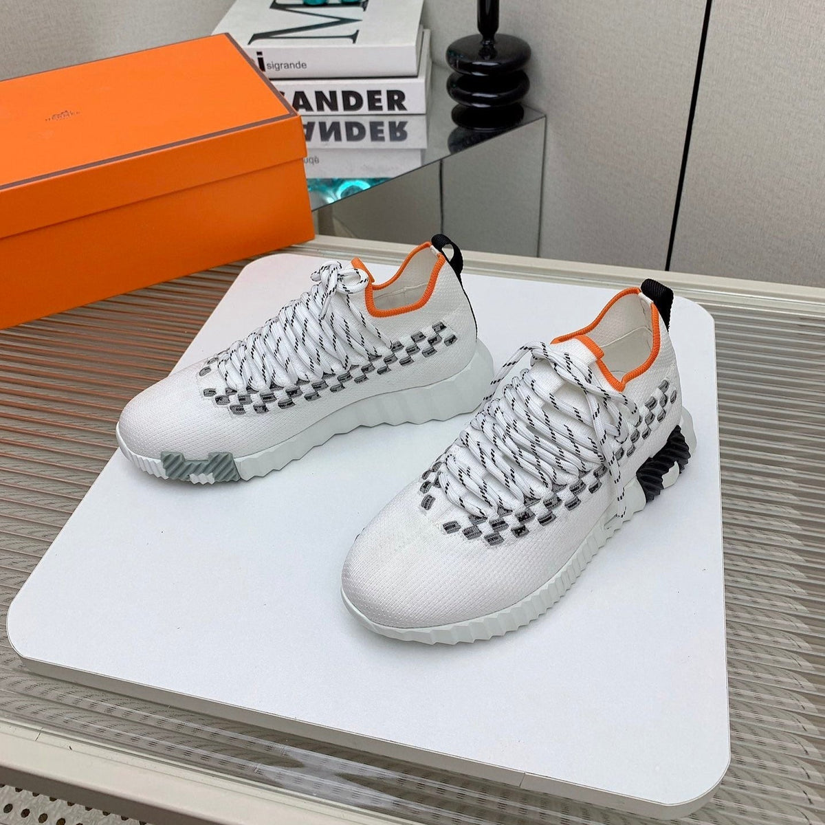 HM Flex slip-on sneaker In White Woven Fabric 106321