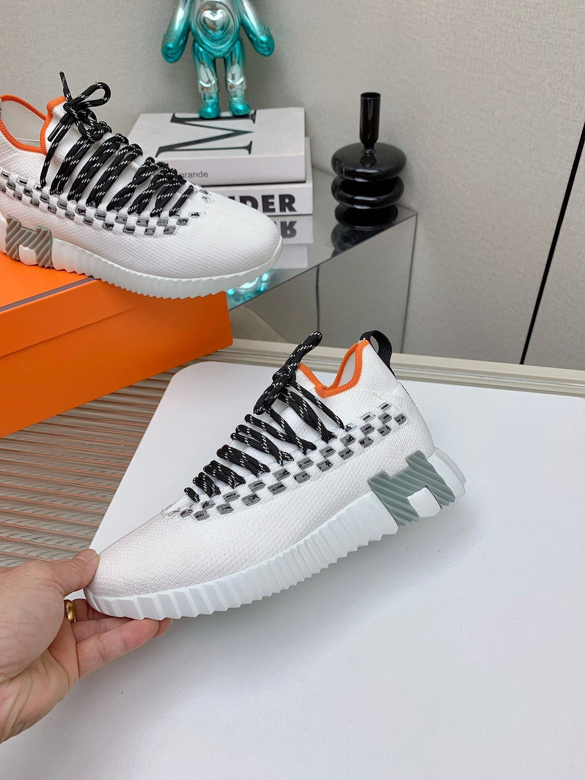 HM Flex slip-on sneaker In White Woven Fabric 106315