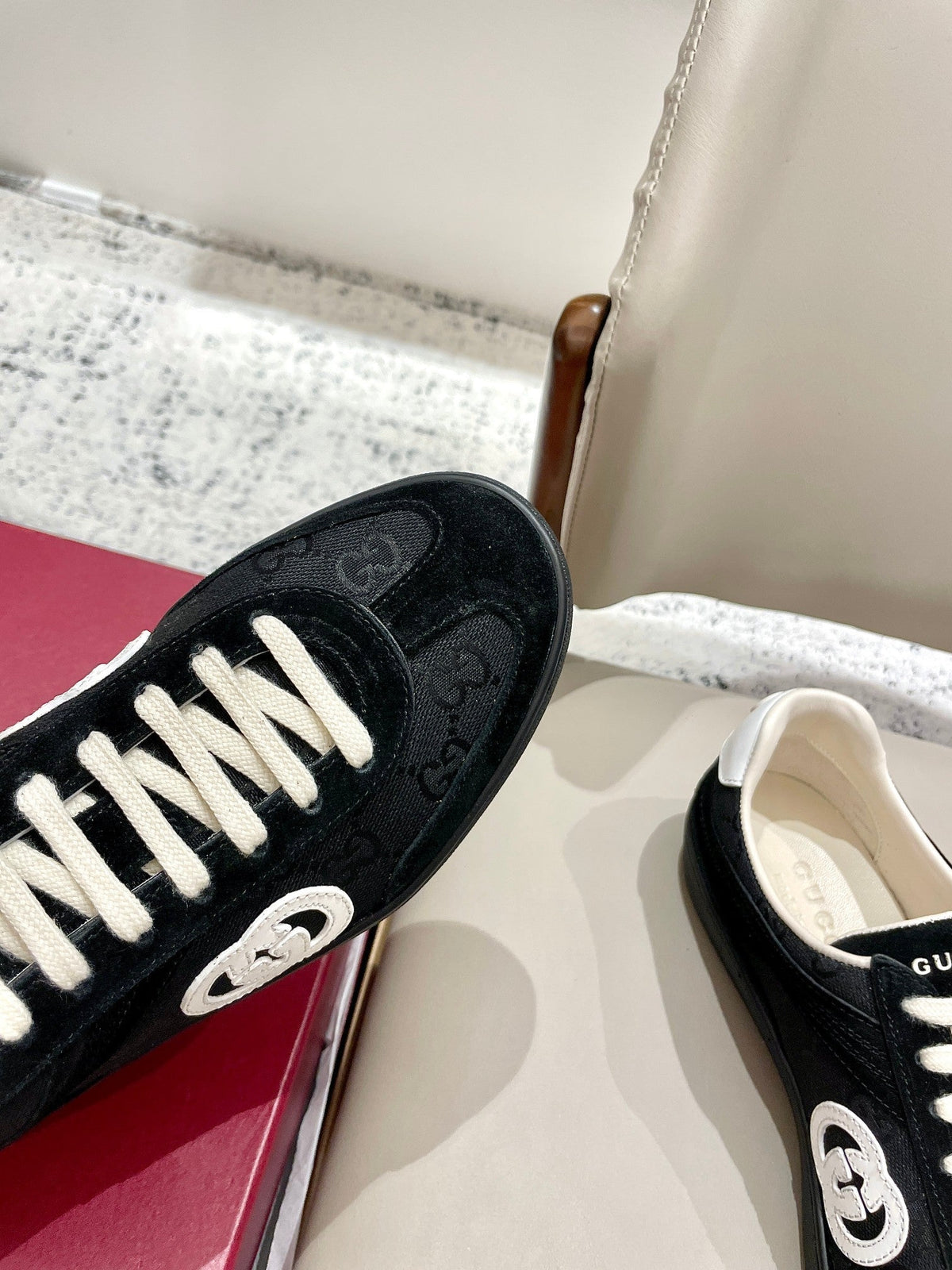 GG 26 Sneaker Black Monogram Suede Sheepskin 632815