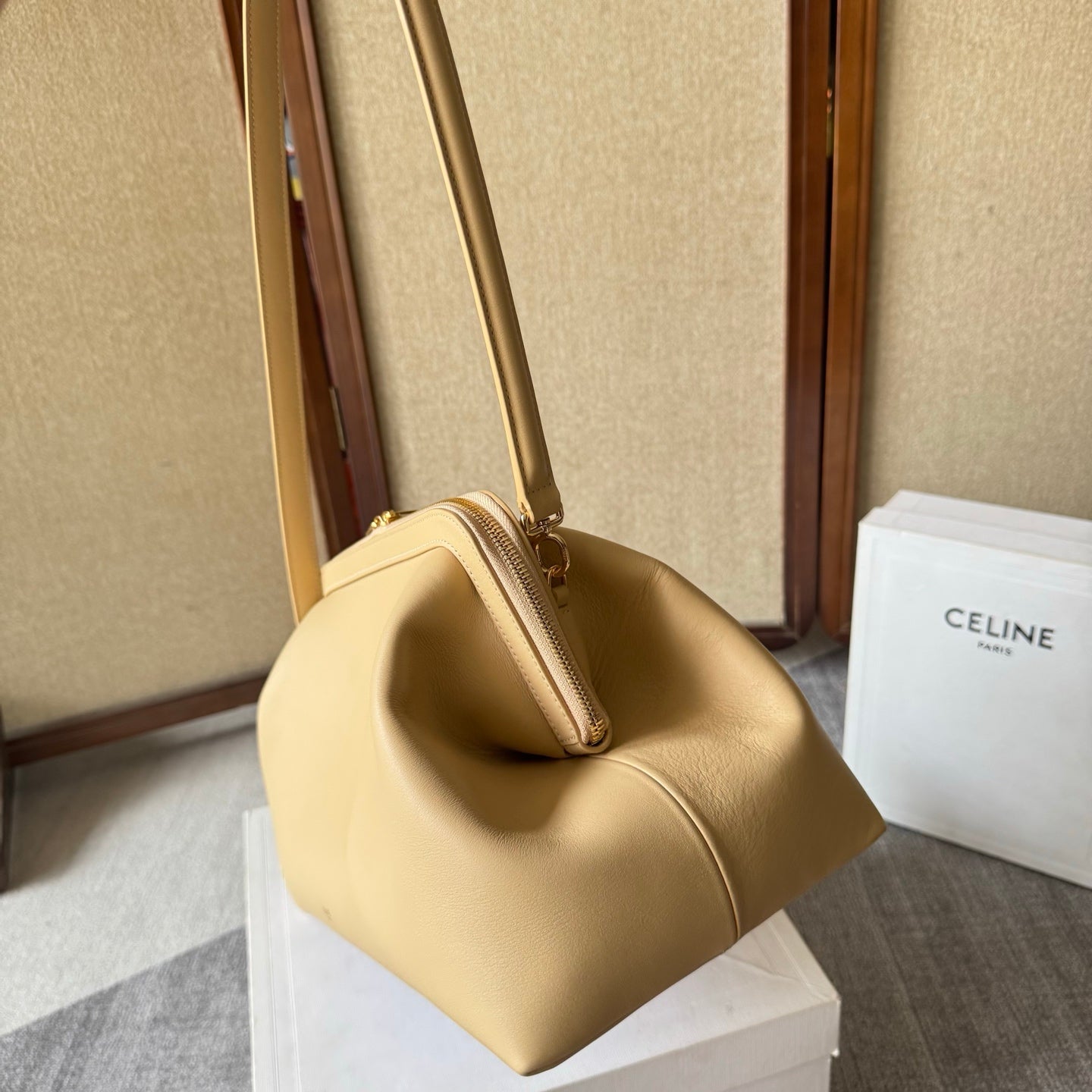 Celine Doctor's Pouch 35cm Beige Calfskin 288924