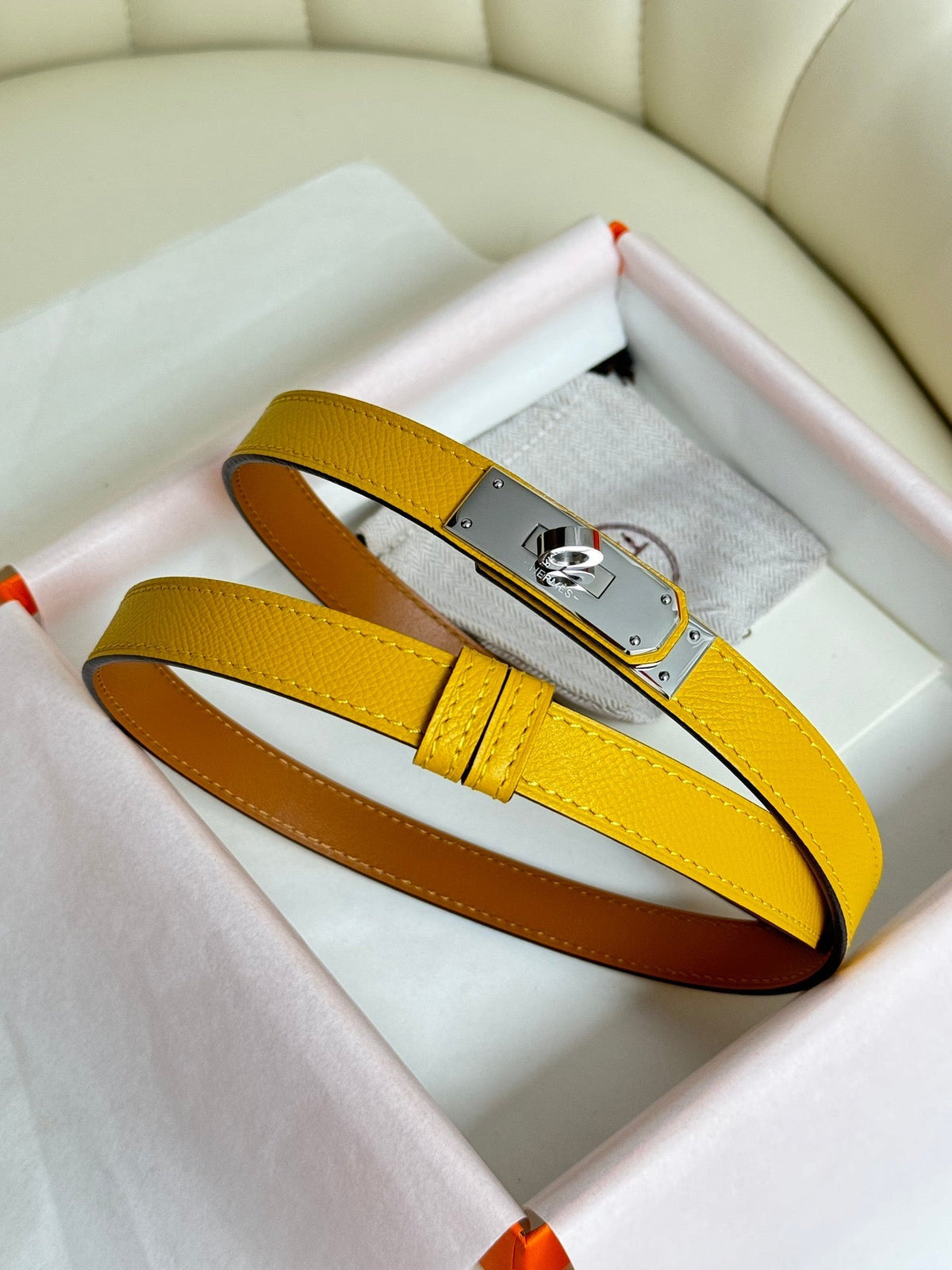 HM Kelly Belt 18mm Dark Yellow Epsom Leather