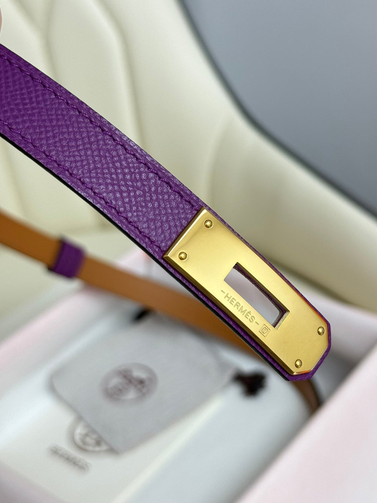 HM Kelly Belt 18mm Violet Epsom Leather