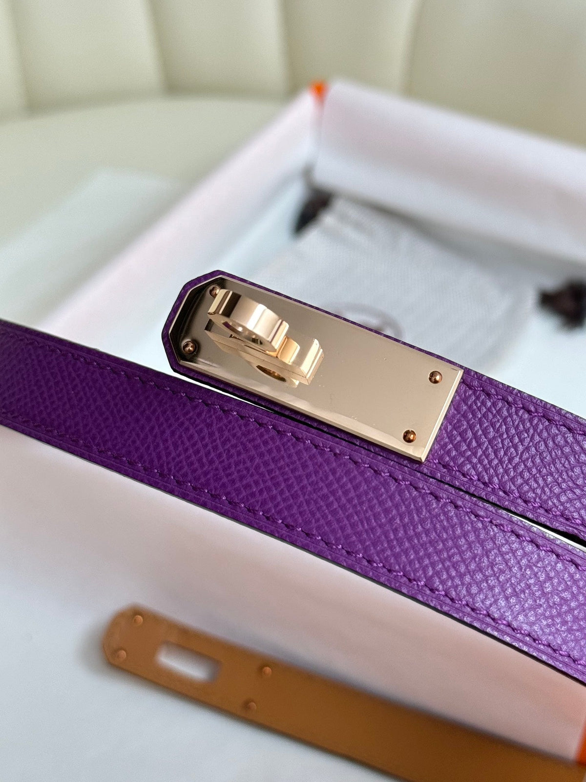 HM Kelly Belt 18mm Violet Epsom Leather