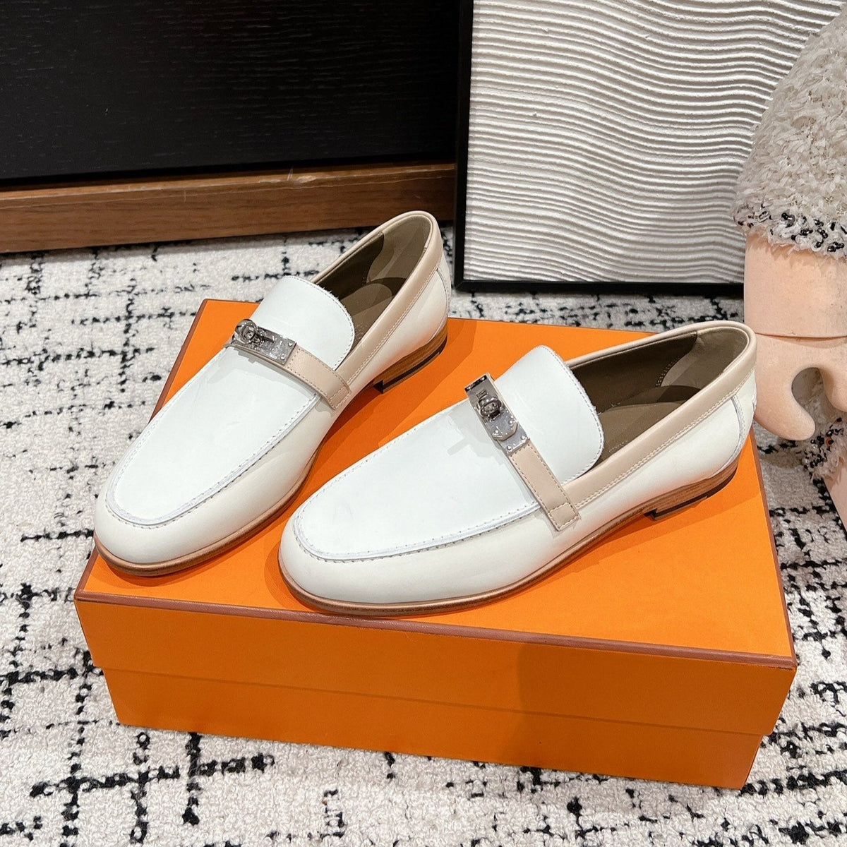 HM Destin Loafer In White Glossy Calfskin 118794