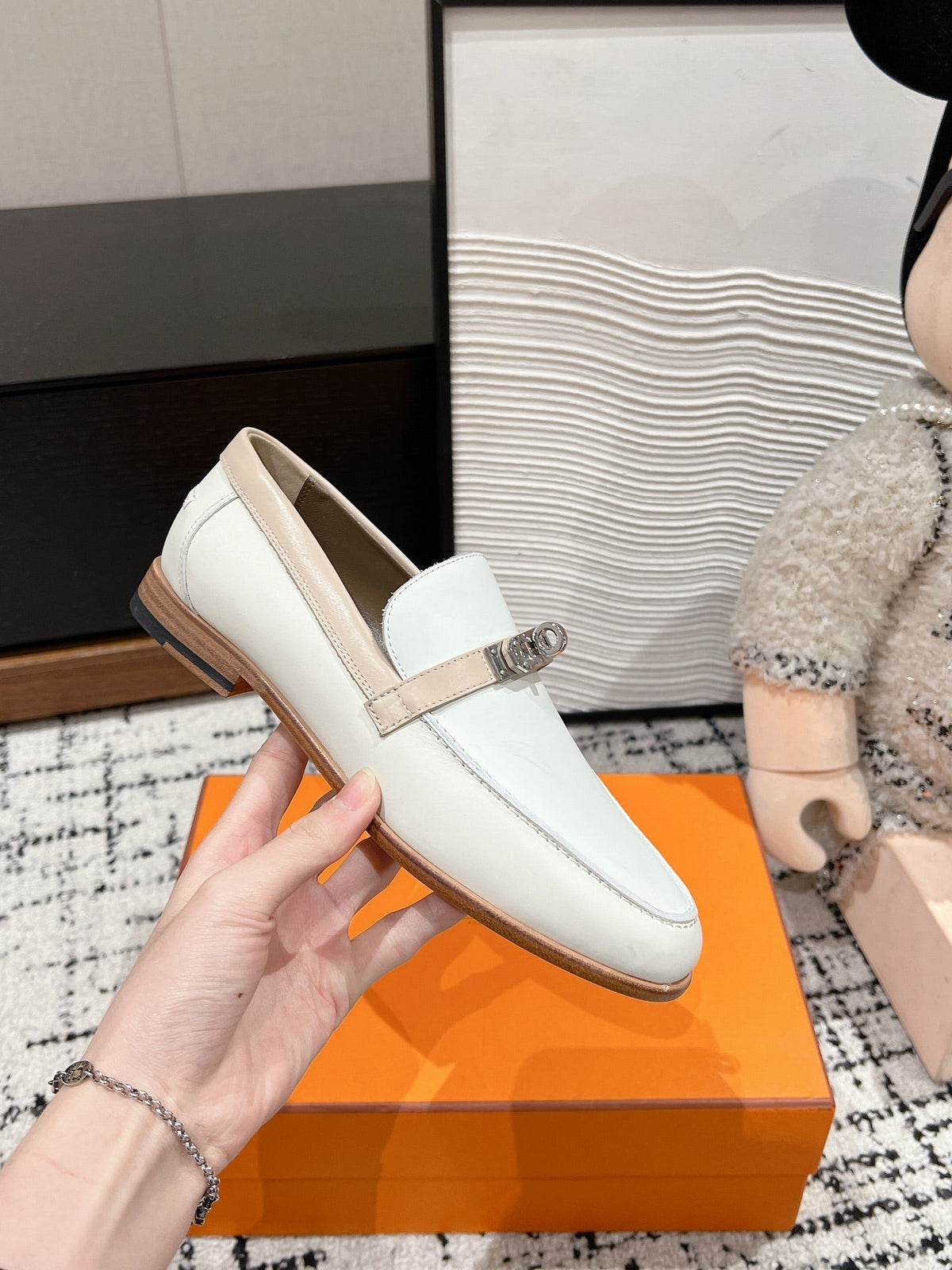 HM Destin Loafer In White Glossy Calfskin 118794