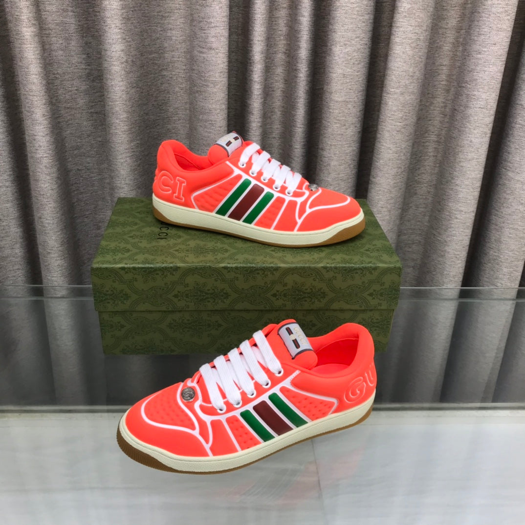 GG SCREENER SNEAKER WITH WEB ORANGE RED CALFSKIN