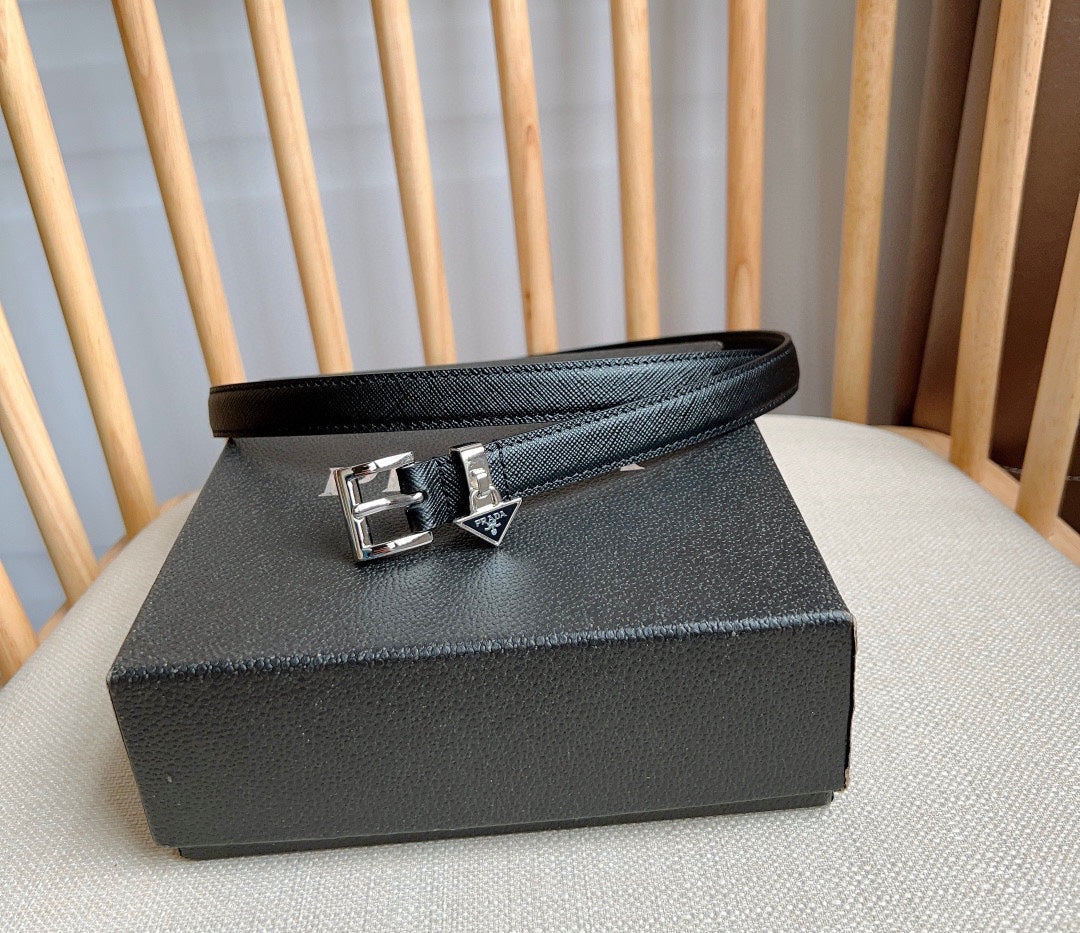PRADA 25S BELT 15 MM IN BLACK CALFSKIN 571355