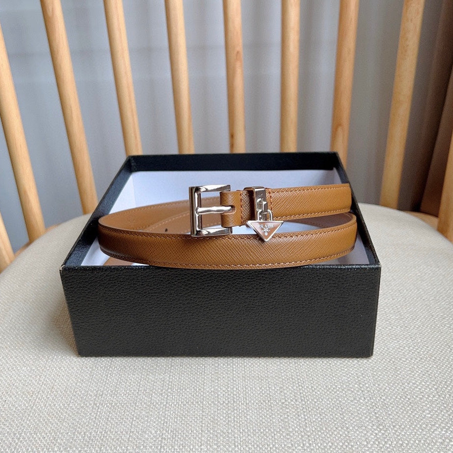 PRADA 25S BELT 15 MM IN BROWN CALFSKIN 571357