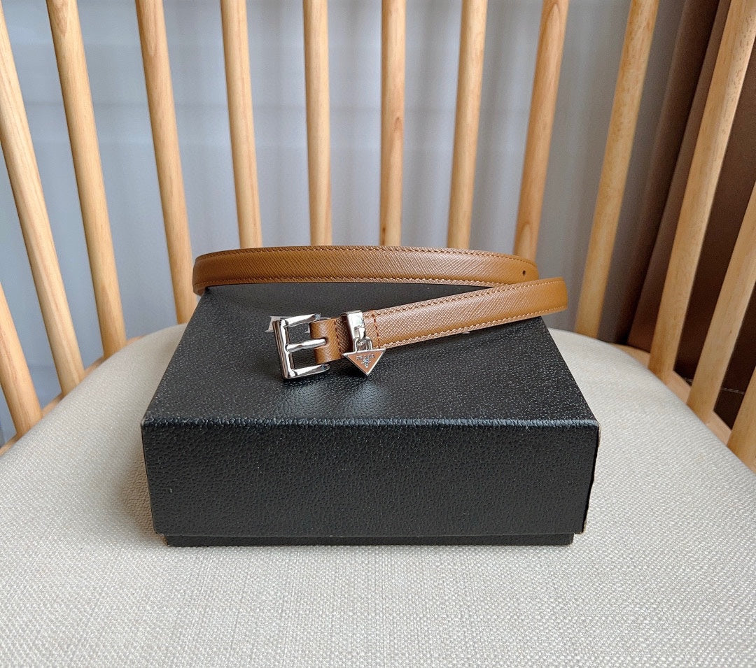 PRADA 25S BELT 15 MM IN BROWN CALFSKIN 571357