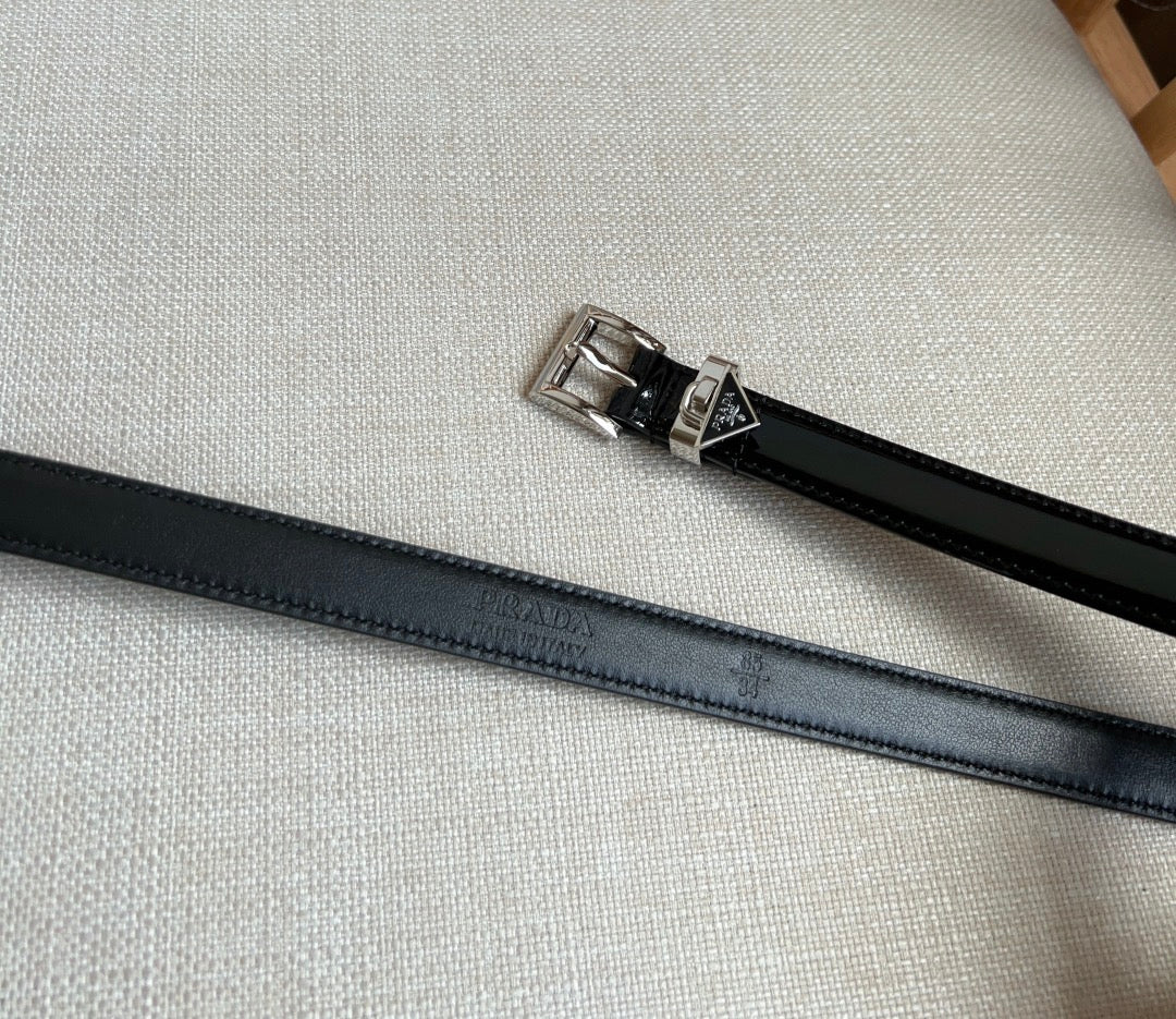 PRADA 25S BELT 15 MM IN BLACK CALFSKIN 571366