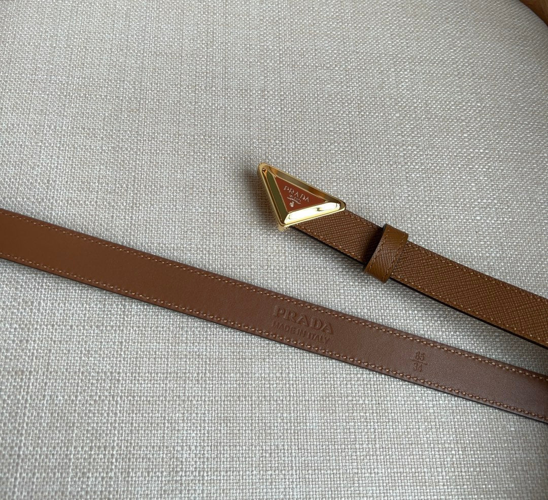 PRADA 25S BELT 20 MM IN BROWN CALFSKIN 571371
