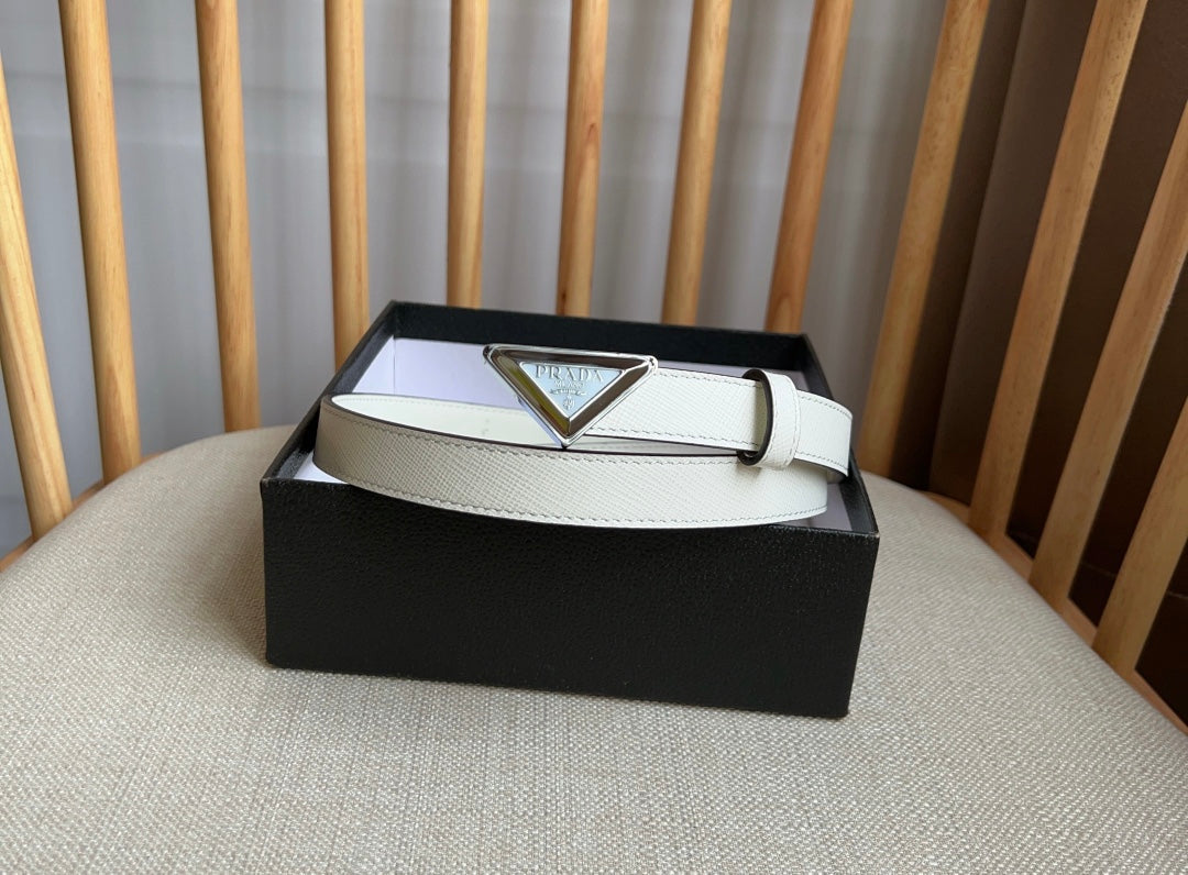 PRADA 25S BELT 20 MM IN WHITE CALFSKIN 571372