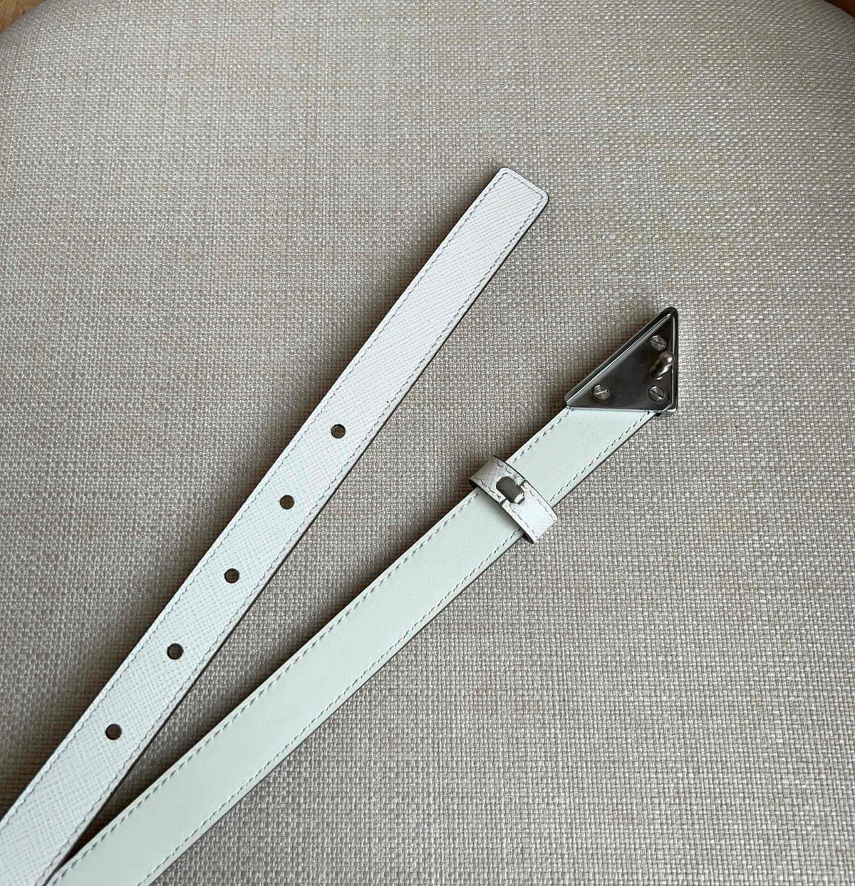 PRADA 25S BELT 20 MM IN WHITE CALFSKIN 571372
