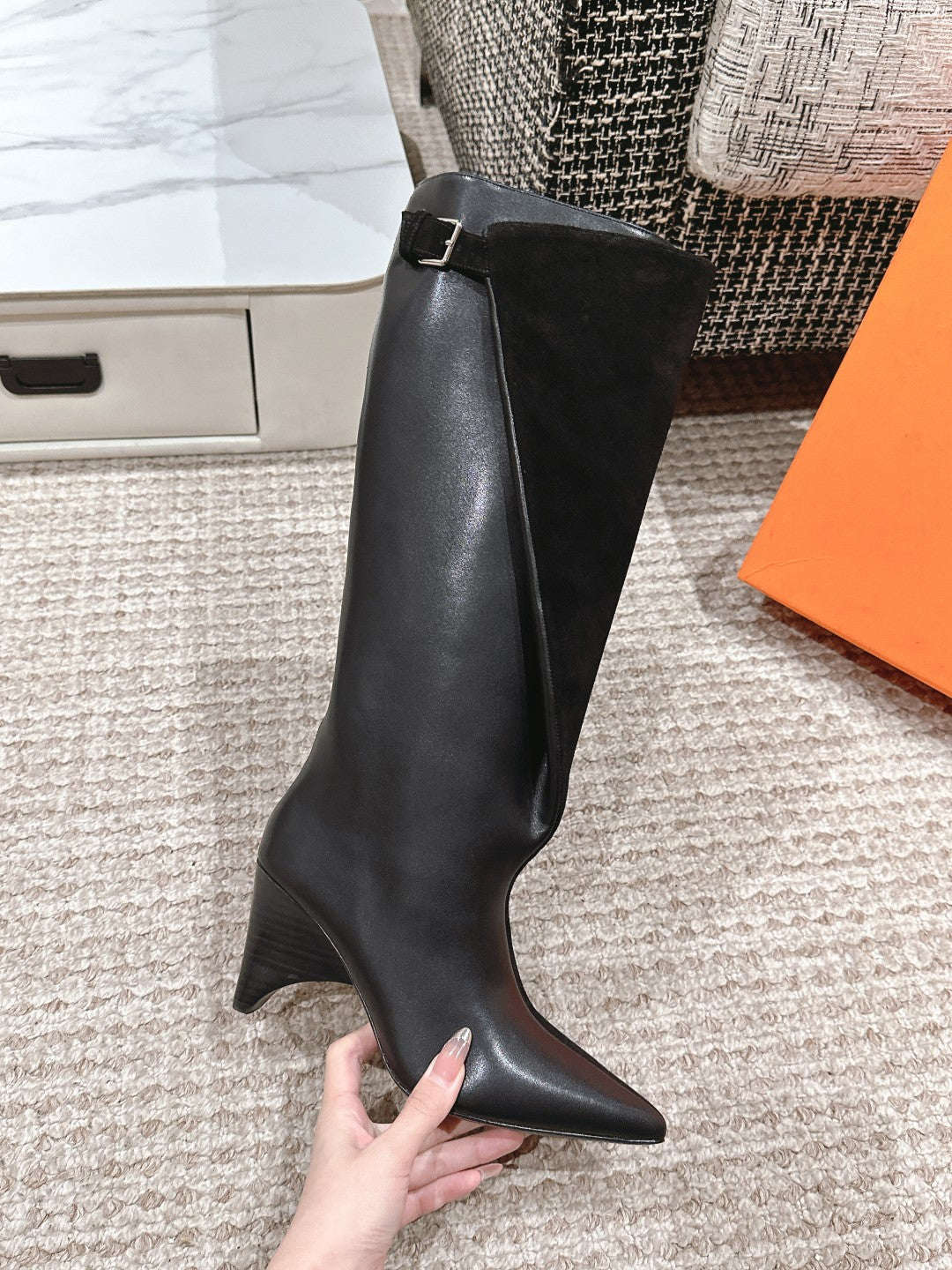 HM High Boots 60mm Black Calfskin And Suede 972385